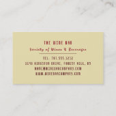 Carte De Visite Vins et raisins, Bar à vins/Vin (Dos)