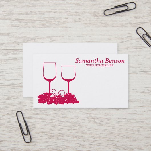 Carte De Visite Vins professionnels Stain Verre Vin Sommelier (Devant/Arrière en situation)