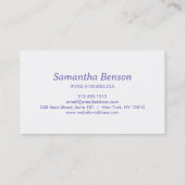 Carte De Visite Vins professionnels Stain Verre Vin Sommelier (Dos)
