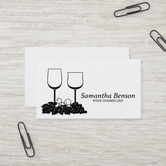 Carte De Visite Vins professionnels Stain Verre Vin Sommelier (Devant/Arrière en situation)