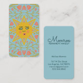 Carte De Visite Vins soleil et fleurs Élégant bleu illustré (Devant / Derrière)