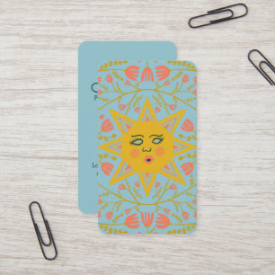 Carte De Visite Vins soleil et fleurs Élégant bleu illustré