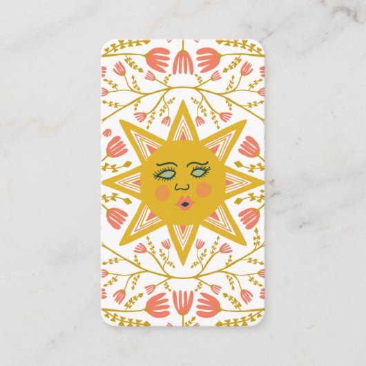 Carte De Visite Vins Sun & Flower Elegant Illustré Blanc (Devant)