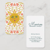 Carte De Visite Vins Sun & Flower Elegant Illustré Blanc (Devant / Derrière)