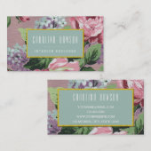 Carte de visite vintage à motifs floraux (Devant / Derrière)