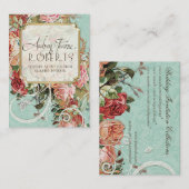 Carte De Visite Vintage Antique Roses (Devant / Derrière)