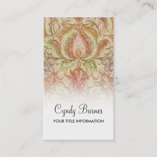 Carte de visite vintage Aquarelle Damask (Devant)