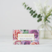 Carte De Visite Vintage aquarelle rose (Debout devant)