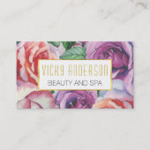 Carte De Visite Vintage aquarelle rose (Devant)