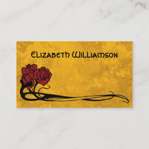 Carte De Visite Vintage Art Nouveau Retro Chic Fleur Rose Floral