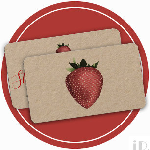 carte de visite vintage aux fraises