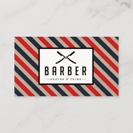 Carte de visite vintage Barber Stripe (Dos)