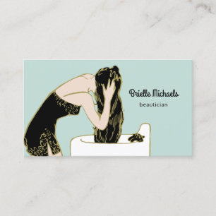 Carte De Visite Vintage Beauticier Rétro Femme Shampooing Long Che