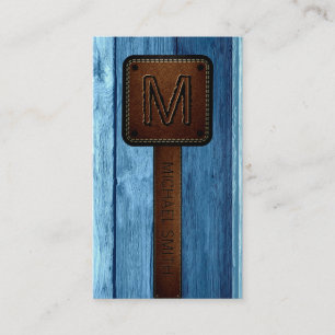 Carte De Visite Vintage Bleu Brown cuir look