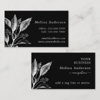 Carte de visite vintage Botanique noir et blanc