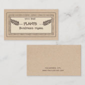 Carte De Visite Vintage branche plante Kraft rustique (Devant / Derrière)