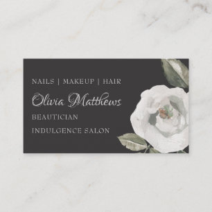Carte De Visite Vintage Cherish Blanc Floral & Gris Rose Gold