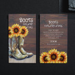 Carte De Visite Vintage Country Farm tournesol nature rustique<br><div class="desc">Ce design de style vintage avec des bottes rustiques de cowboy remplies de tournesols. Au verso, vous trouverez vos coordonnées personnalisées. Modifiez simplement le texte dans les zones de texte fournies. #country #country #country #country #life #cowboy #cowgirl #nature #love #country #farm #country #rural #belle #farm #rural #western #petite business #carte...</div>