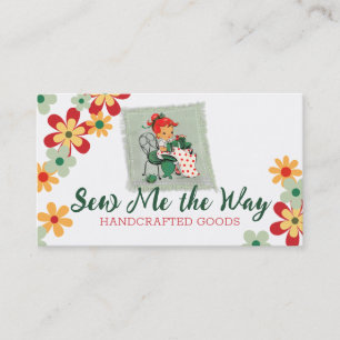 Carte De Visite Vintage couturière machine à coudre rousse fille