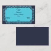 Carte de visite vintage Damask, bleu (Devant / Derrière)