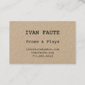 Carte de visite vintage de machine à écrire (Dos)