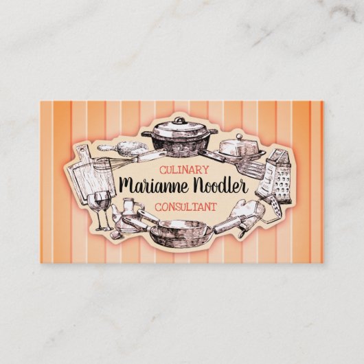 Carte de visite vintage de restauration de chef (Devant)