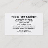 Carte de visite vintage de tracteur (Dos)