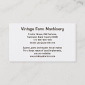 Carte de visite vintage de tracteur (Dos)