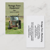 Carte de visite vintage de tracteur (Devant / Derrière)