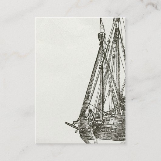 Carte de visite vintage d'illustration de bateau (Devant)