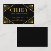 Carte De Visite Vintage Elegant Art Déco Gold Mariage Boire billet (Devant / Derrière)