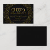 Carte De Visite Vintage Elegant Art Déco Gold Mariage Boire billet (Devant / Derrière)