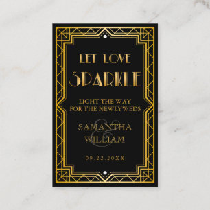 Carte De Visite Vintage Elegant Art Déco Gold Mariage Send Off Bus