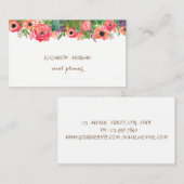 Carte De Visite Vintage, Élégant, Fleurs (Devant / Derrière)