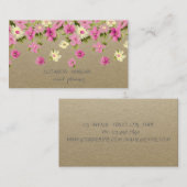 Carte De Visite Vintage élégant, Kraft, Fleurs (Devant / Derrière)