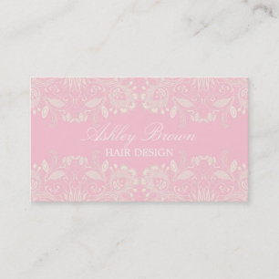 Carte de visite vintage en dentelle rose et blanc