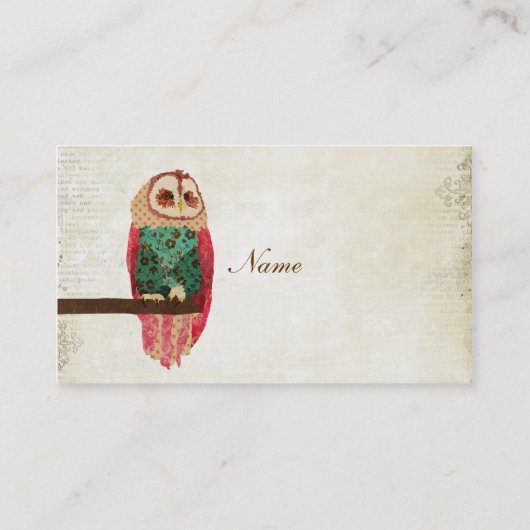 Carte de visite vintage/étiquettes de hibou de (Dos)