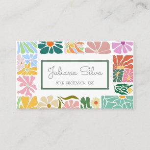 Carte De Visite Vintage Fleur de couleur rétro avec QR