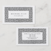 Carte De Visite Vintage Fleur noir blanc professionnel (Devant / Derrière)