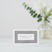 Carte De Visite Vintage Fleur noir blanc professionnel (Debout devant)