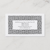 Carte De Visite Vintage Fleur noir blanc professionnel (Dos)