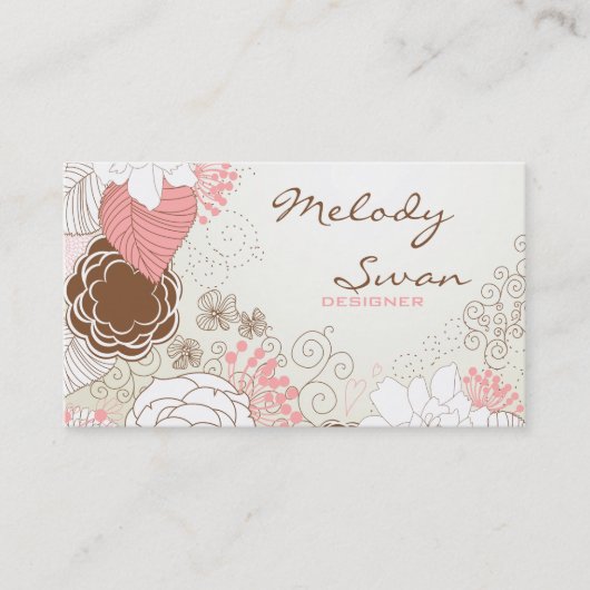 Carte De Visite Vintage Floral (Devant)