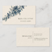 Carte De Visite vintage floral bleu Indigo (Devant / Derrière)