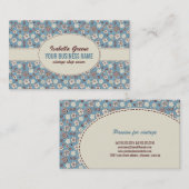 Carte De Visite Vintage Floral Blue Motif (Devant / Derrière)