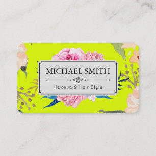 Carte De Visite Vintage Floral Elégant Moderne Chartreuse Couleur