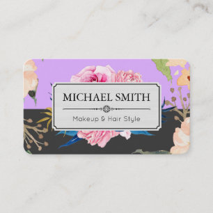 Carte De Visite Vintage Floral Elégant Moderne Mauve Jet