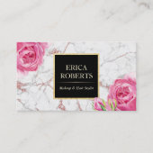 Carte De Visite Vintage Floral Rose Gold Marble Artiste maquillage (Devant)