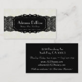 Carte de visite vintage français de dentelle noire (Devant / Derrière)