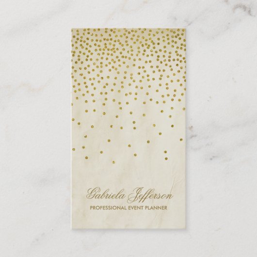 Carte De Visite Vintage Gold Confetti Élégant (Devant)