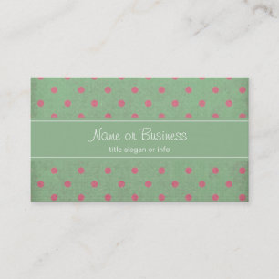 Carte De Visite Vintage Green with Pink Polka Dots
